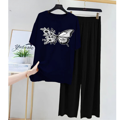 Adorable Butterfly Printed Jersey Night Suit.