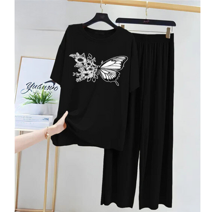 Adorable Butterfly Printed Jersey Night Suit.