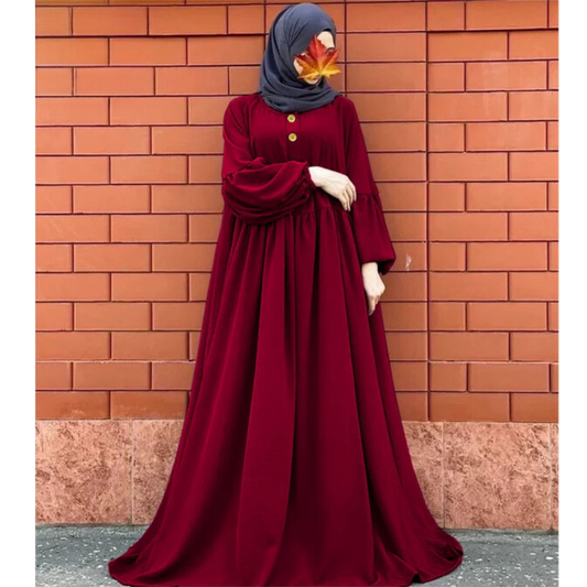 RED Marble Button Only Abaya