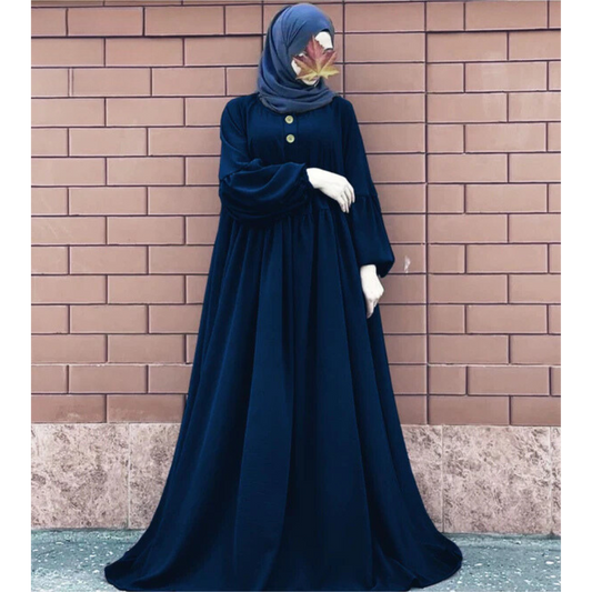 Blue Marble Button Only Abaya