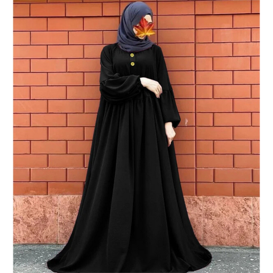 Black Marble Button Only Abaya