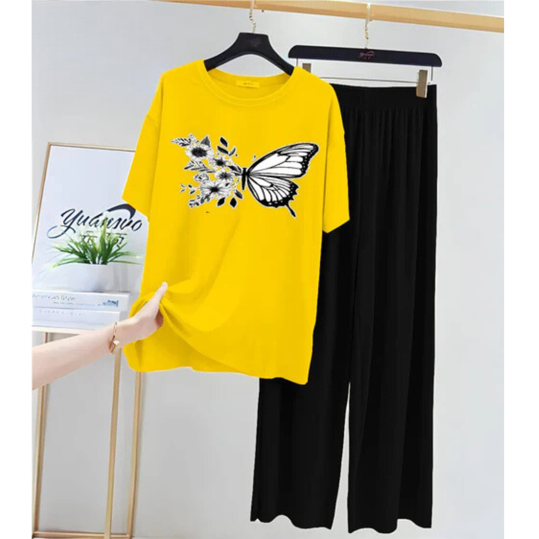 Adorable Butterfly Printed Jersey Night Suit.