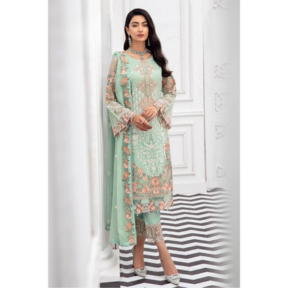 Ramsha Design No. 2238: Exquisite Semi Pure Chiffon Embroidered Suit