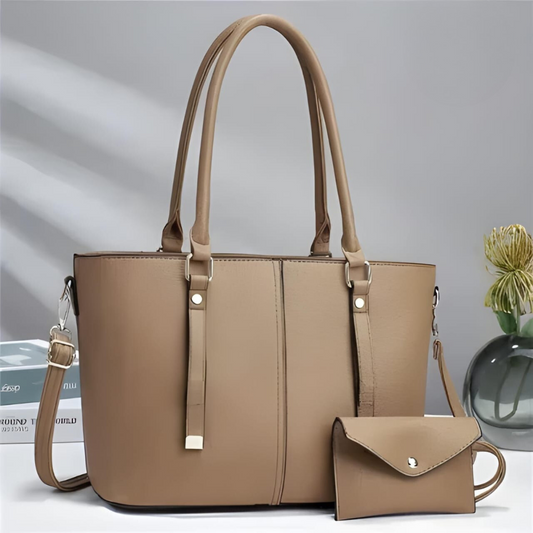 2-Piece Large Handbag Set with Tote and Clutch