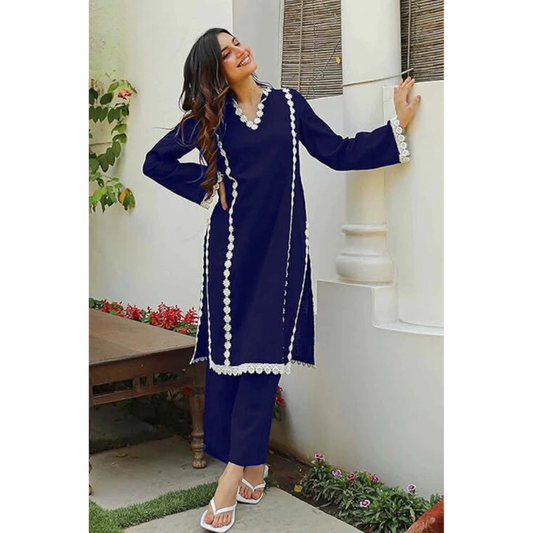 Blue Decent Style Cotton 2-Piece Set