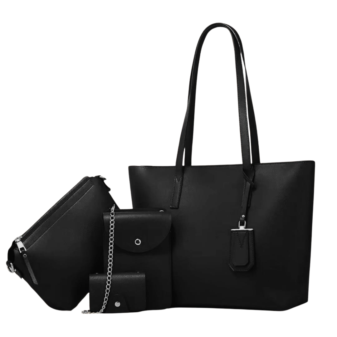 4-Piece Large Handbag Set with Tote, Shoulder Bag