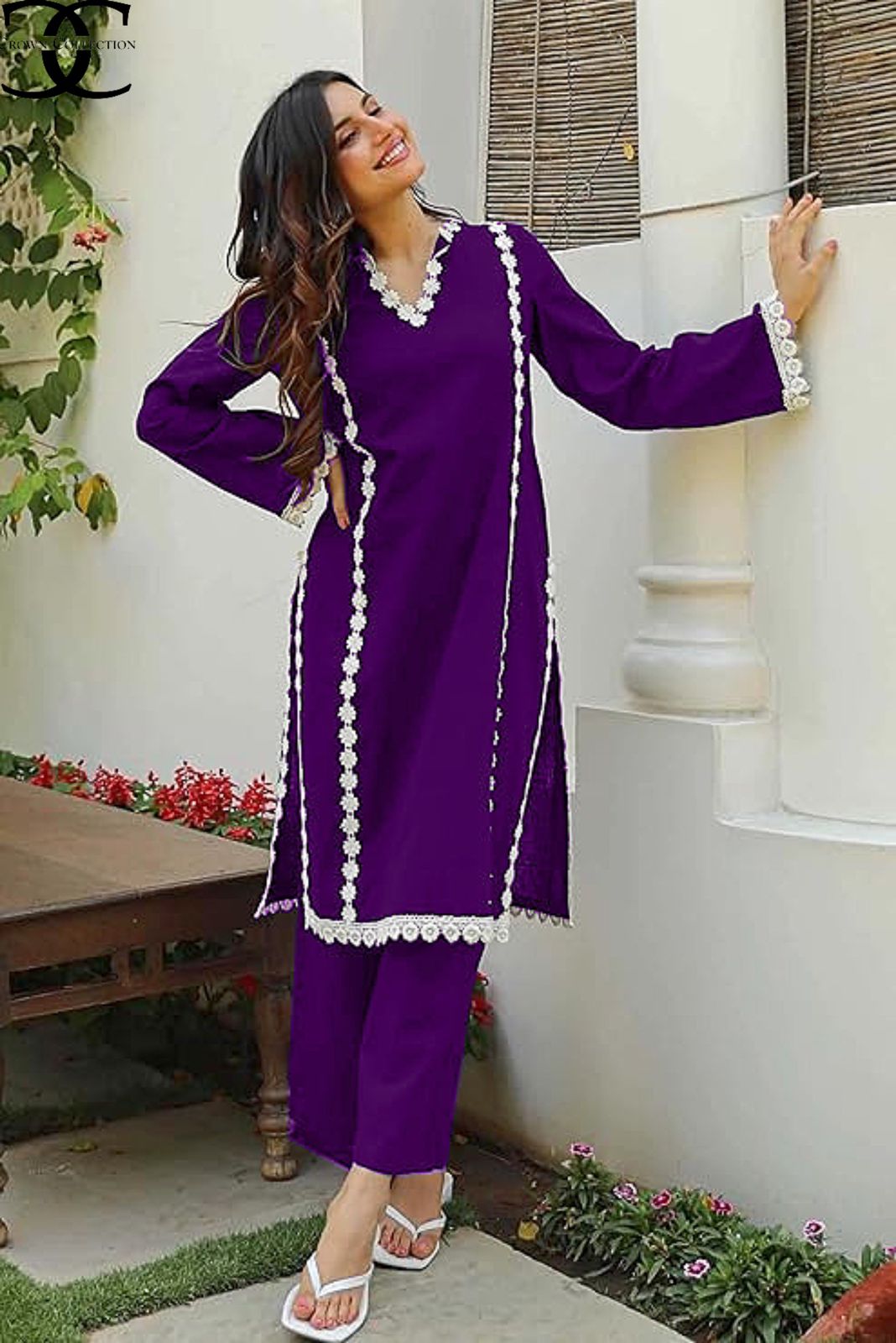 Purple Decent Style Cotton 2-Piece Set