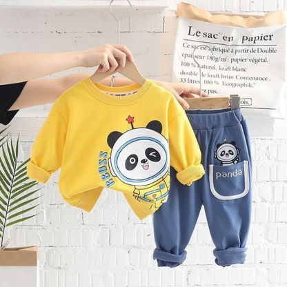 Panda Printed Kids Tracksuit - Winter Fleece