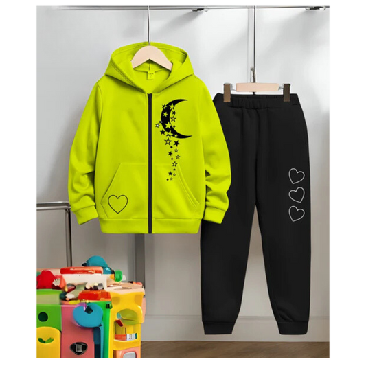 Moon Zipper Hoodie Set for Kids