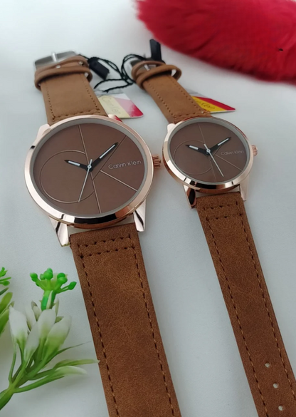 Brown Calvin Klein Couple's Watch Set