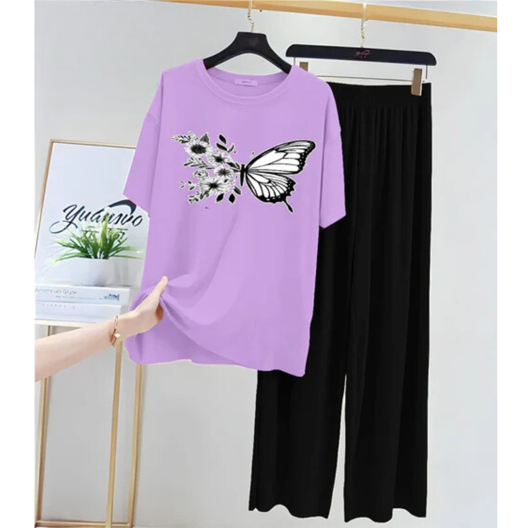 Adorable Butterfly Printed Jersey Night Suit.