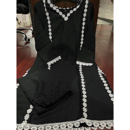 Black Decent Style Cotton 2-Piece Set