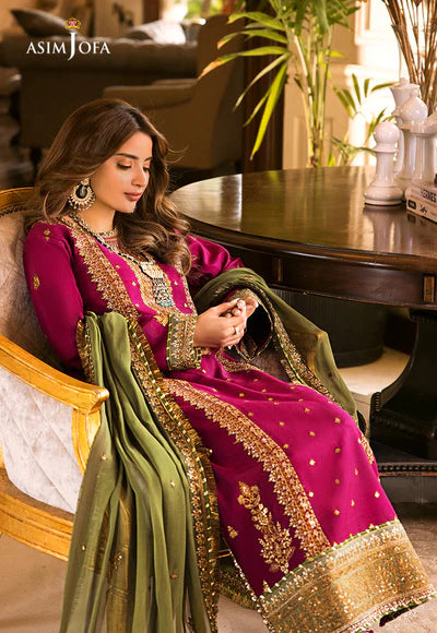 Asim Jofa AJSM-01 Embroidered Silk 3-Piece Unstitched Replica