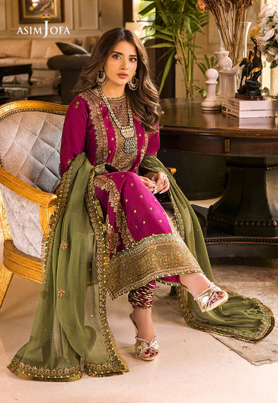 Asim Jofa AJSM-01 Embroidered Silk 3-Piece Unstitched Replica