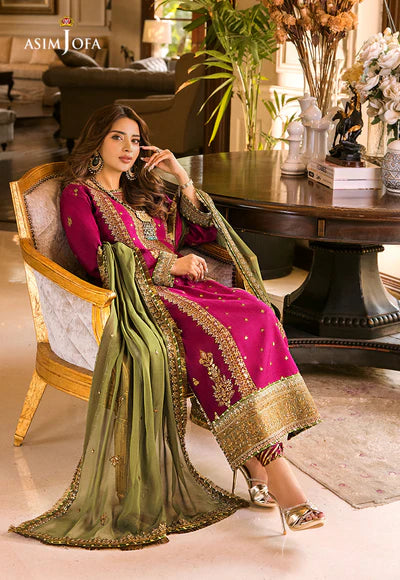 Asim Jofa AJSM-01 Embroidered Silk 3-Piece Unstitched Replica