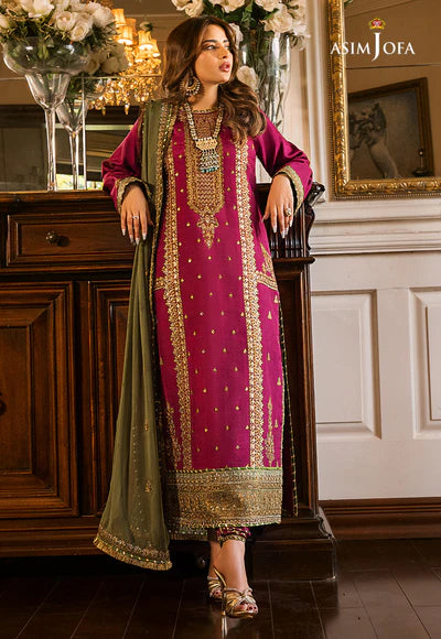 Asim Jofa AJSM-01 Embroidered Silk 3-Piece Unstitched Replica