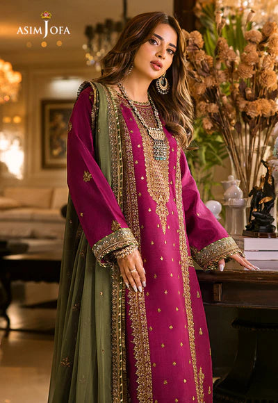 Asim Jofa AJSM-01 Embroidered Silk 3-Piece Unstitched Replica