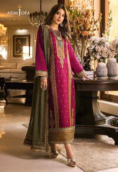 Asim Jofa AJSM-01 Embroidered Silk 3-Piece Unstitched Replica