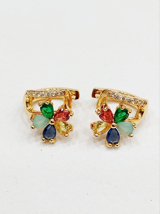 Colorful Gemstone Hoop Earrings