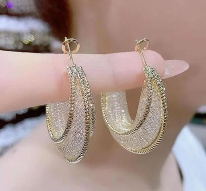 Unique Gold Hoop Earrings with Crystal Accents