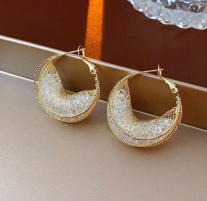 Unique Gold Hoop Earrings with Crystal Accents