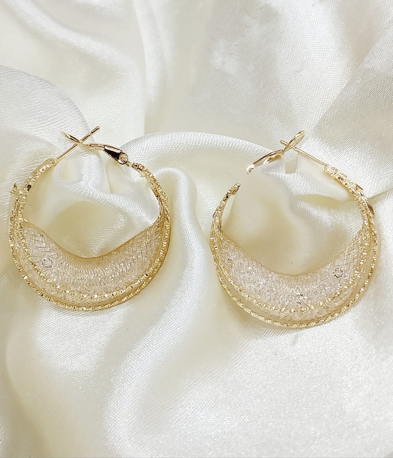 Unique Gold Hoop Earrings with Crystal Accents