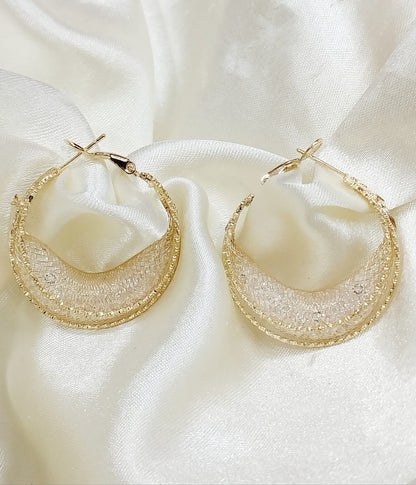 Unique Gold Hoop Earrings with Crystal Accents