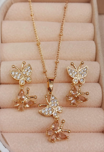 Sparkling Butterfly Jewelry Set