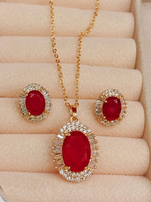 Gold-Tone Jewelry Sets with Colorful Gemstones