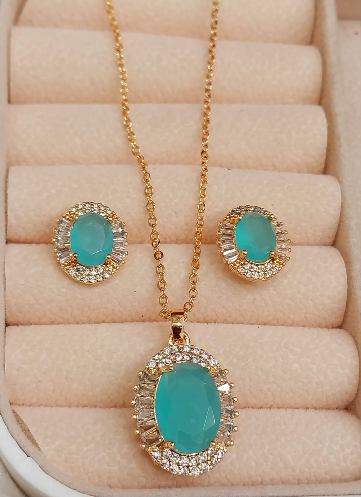 Gold-Tone Jewelry Sets with Colorful Gemstones