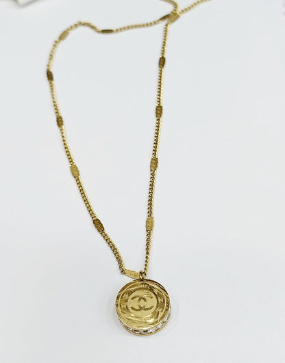 Vintage-Inspired Chanel Button Pendant Necklace