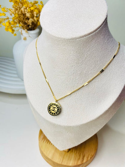 Vintage-Inspired Chanel Button Pendant Necklace