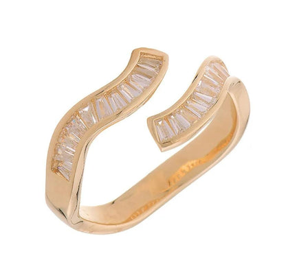 Gold-Tone Open Ring with Baguette Crystals