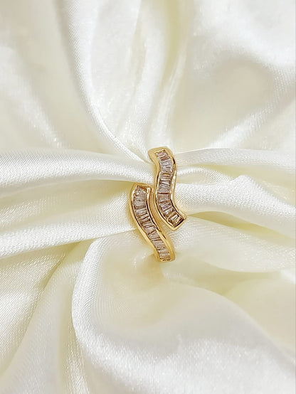 Gold-Tone Open Ring with Baguette Crystals