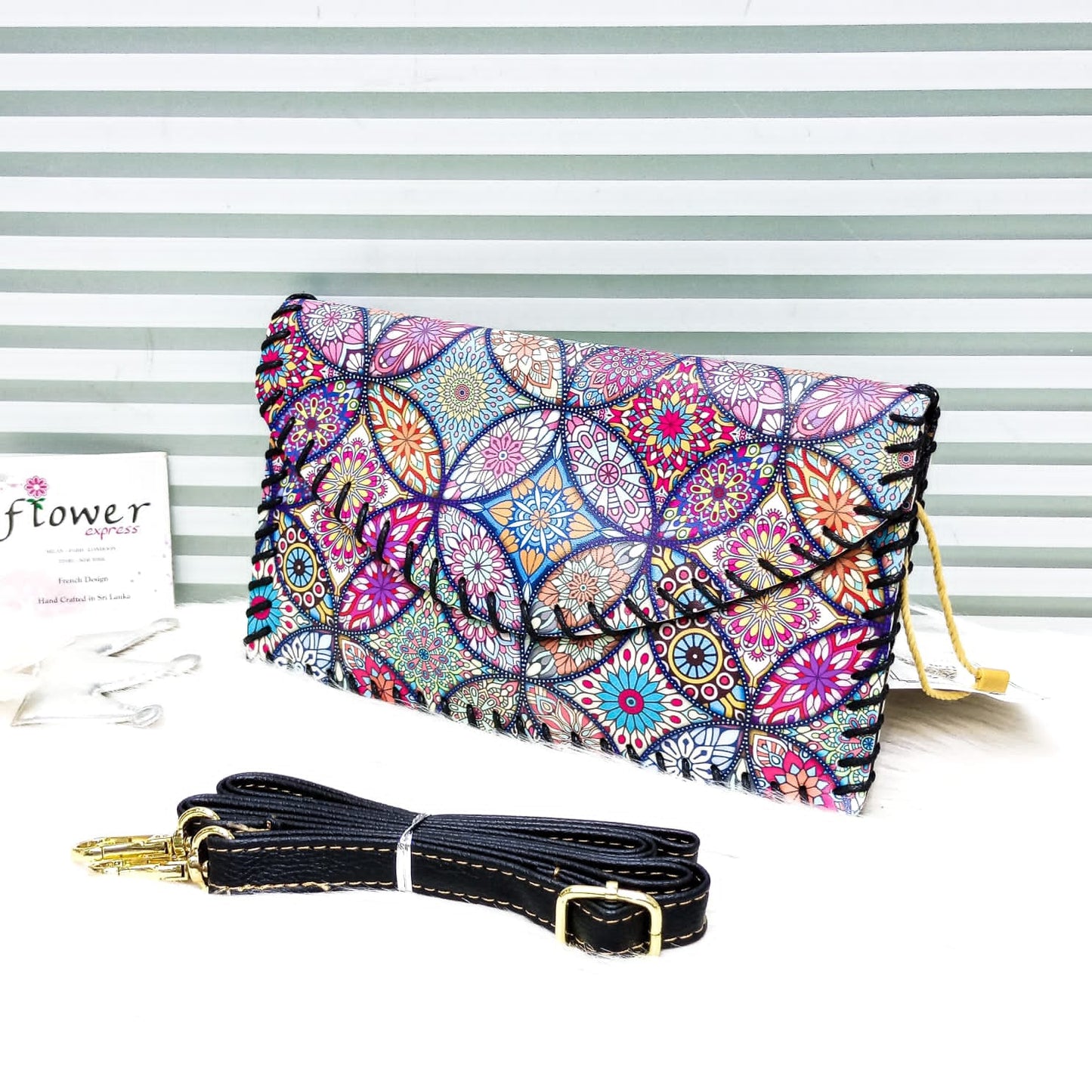 Premium Handmade Ethnic Print Hand Clutch with PU Leather