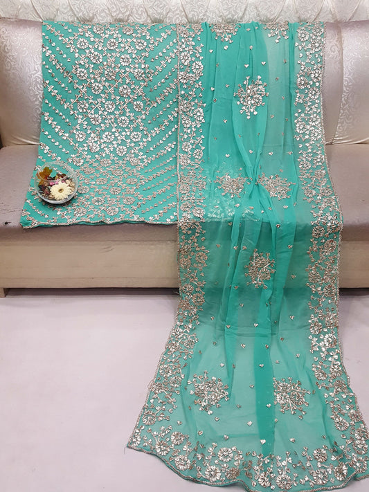 Handmade Traditional LCD Gotta Jaal Suits with Heavy Dupatta