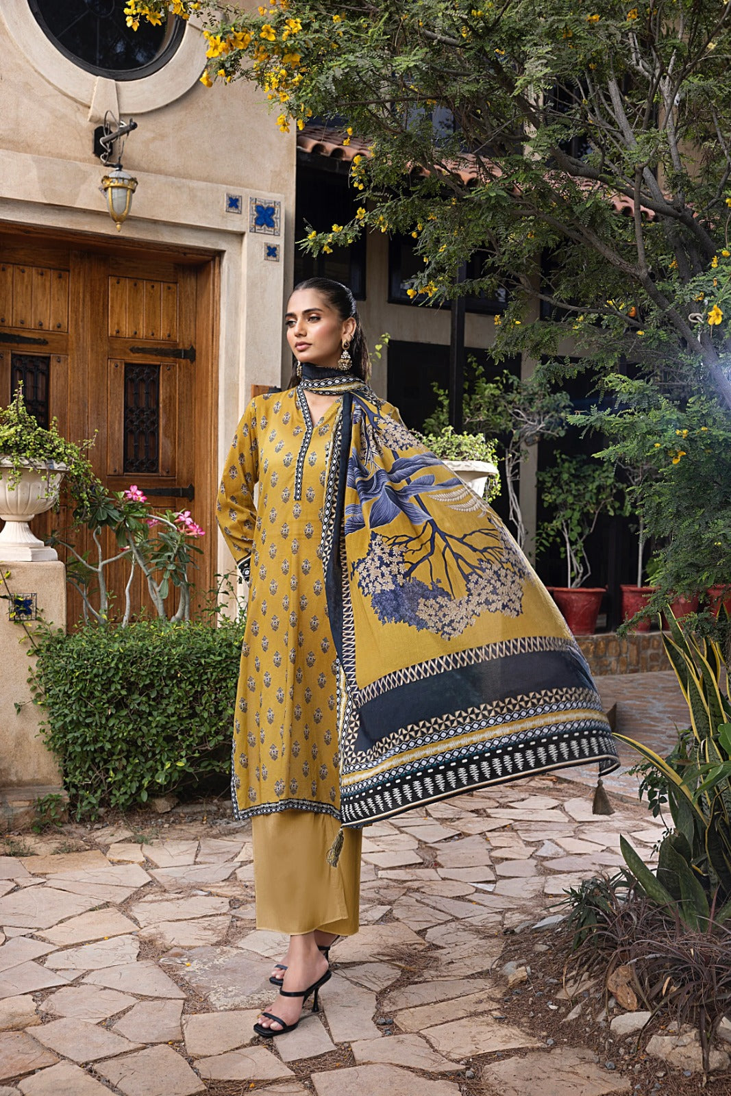 Yellow Lakhany Unstitched Lawn Collection – 3 Piece Set