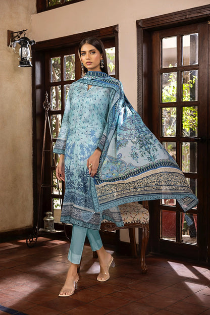 Blue Lakhany Unstitched Lawn Collection – 3 Piece Set