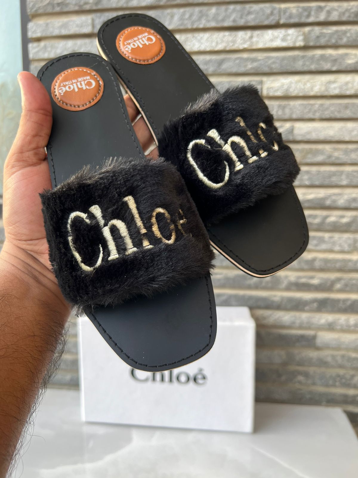 Chloé Fur Slide Flats