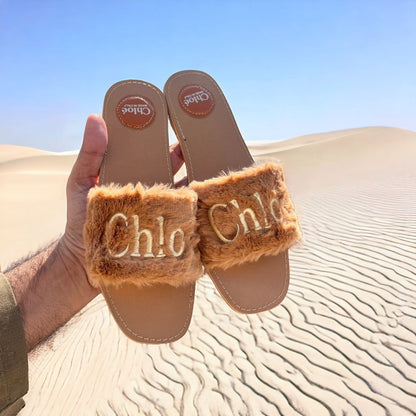 Chloé Fur Slide Flats