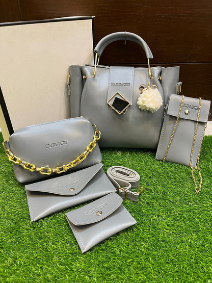 Charles and Keith 5-Piece Set with Cloud Bag, Mobile Wallet, Long Wallet, and Coin Pouch