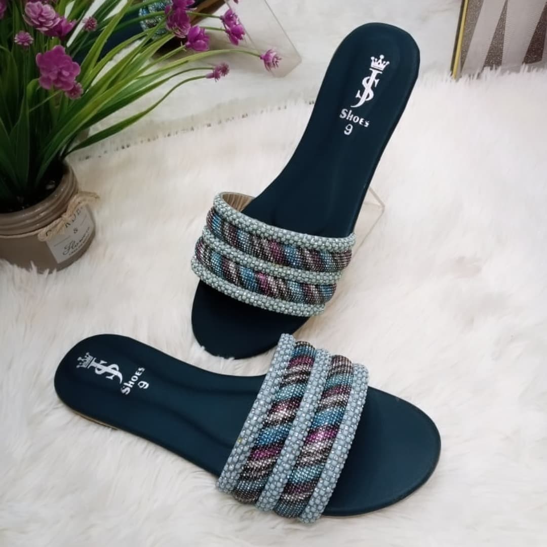 Taj Girl Fancy Slipper with Stonework and Soft Sole