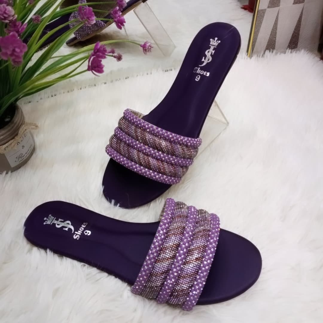 Taj Girl Fancy Slipper with Stonework and Soft Sole