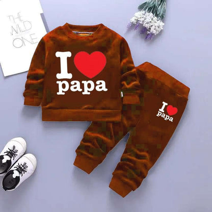 Love Papa Printed Sweat Style Winter 2-Piece