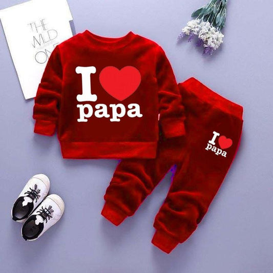 Love Papa Printed Sweat Style Winter 2-Piece