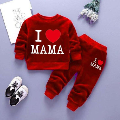 Love Mama Printed Sweat Style Winter 2-Piece