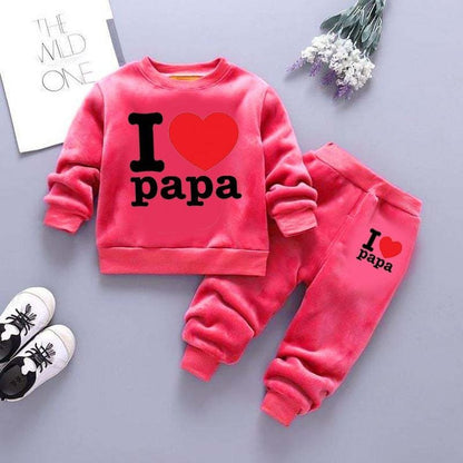 Love Papa Printed Sweat Style Winter 2-Piece