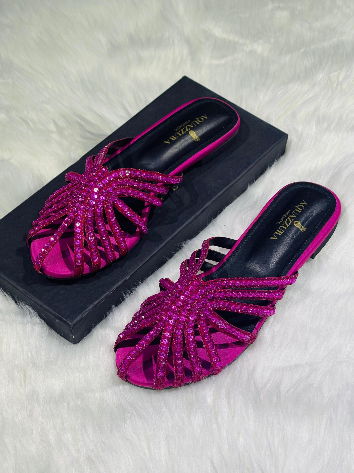  Aquazzura Embroidered Flat Slip-Ons