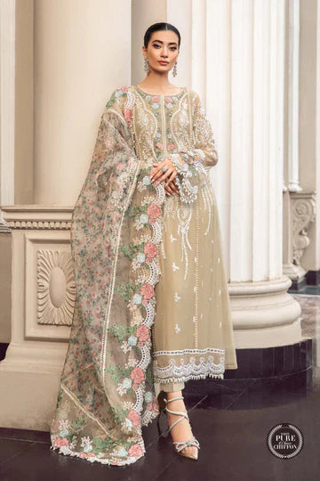 Unstitched 4-Piece Embroidered Suit – Maria B Pure Silk Chiffons Luxury Collection Master Replica