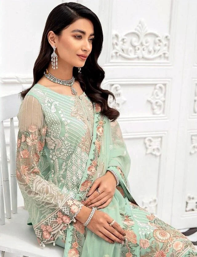 Ramsha Design No. 2238: Exquisite Semi Pure Chiffon Embroidered Suit